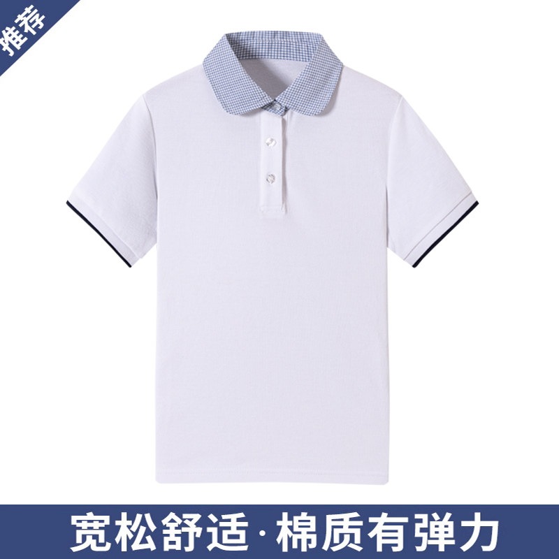 英伦风中小学生白色格子领