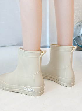 YY鞋款尚外滑防水筒绒女式鞋胶鞋oo雨女时款穿防中加雨靴雨水鞋