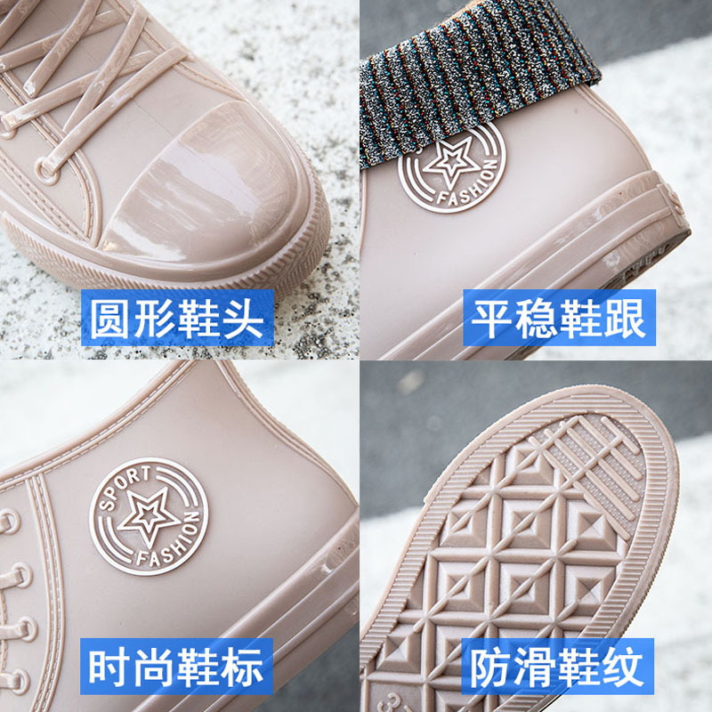 雨鞋女成人短筒雨靴时尚外穿学生胶鞋防滑加绒秋冬保暖防水鞋2925