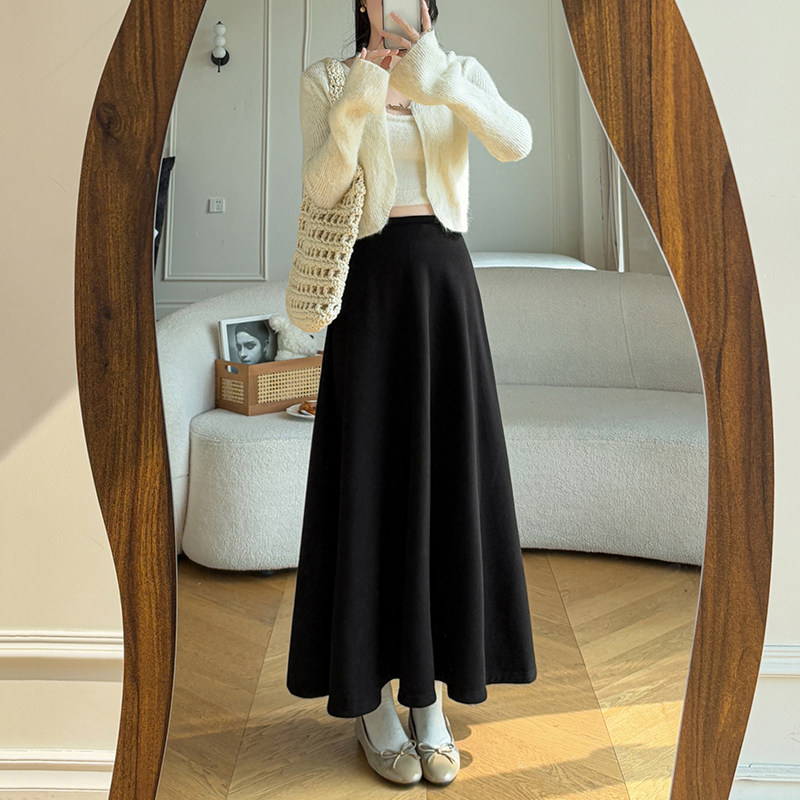黑色加绒加厚半身长裙女秋冬2025新款梨形身材遮胯A字大摆半身裙,女装/女士精品,半身裙,淘宝优惠券,粉丝福利购,淘宝优惠卷