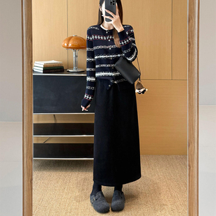 超模神裙！韩版高腰羊毛直筒开叉呢子显瘦显腿长半裙(加厚版本)