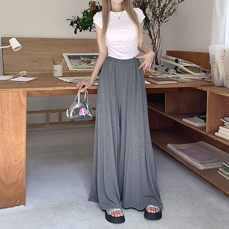 灰色阔腿裤女夏季薄款高腰垂感冰丝莫代尔舞蹈裤裙防蚊防晒甩甩裤,女装/女士精品,休闲裤,淘宝优惠券,粉丝福利购,淘宝优惠卷