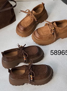 展风2025秋新款欧货真皮乐福鞋女轻便厚底百搭休闲单鞋女58965