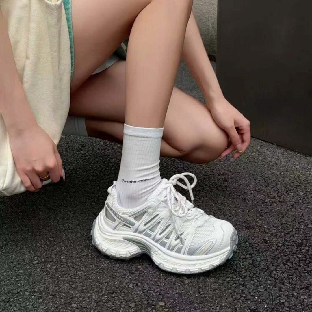 展风2026夏欧货真皮老爹鞋女镂空百搭厚底轻便运动休闲鞋女1518-7