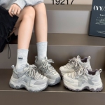 她菲娅2026春新款欧货真皮老爹鞋女水钻厚底百搭休闲运动鞋19217