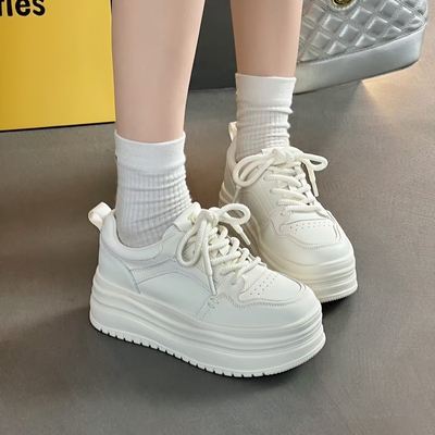 倩儿雅2025秋新款欧货真皮小白鞋女轻便厚底百搭休闲运动鞋女6561