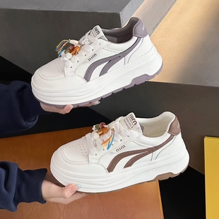 高鹏2025秋韩版拼色小白鞋女新款超火厚底百搭松糕休闲板鞋女2867