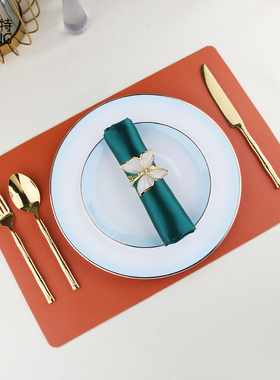 现代轻奢西餐餐具不锈钢刀叉灰橙色系酒店会所西餐盘摆台套装