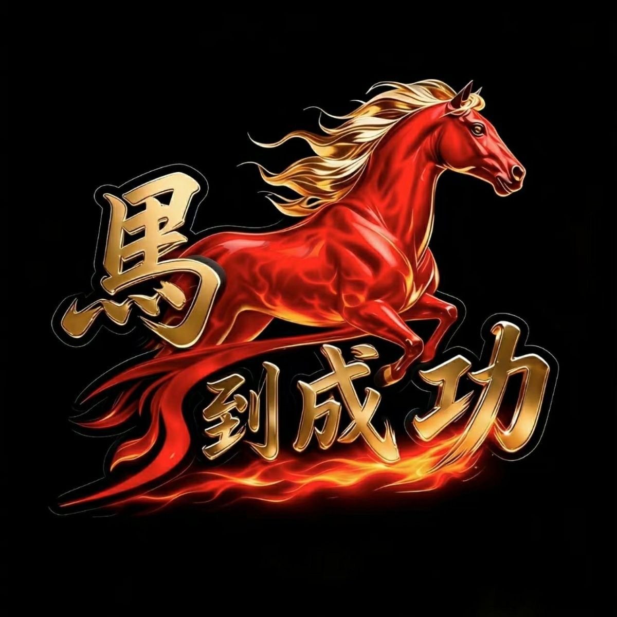 马到成功汽车贴纸春节动物图腾文字贴创意个性抖音网红改装划痕