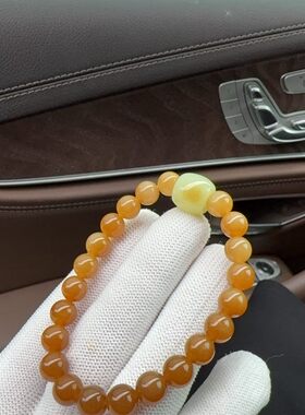 天然玉石黄白老玉带糖手串转运珠手链 精品高品质