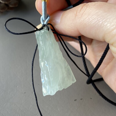 天然缅甸翡翠吊坠山石自然冰种浅绿挂件男女款带证书8947带证书