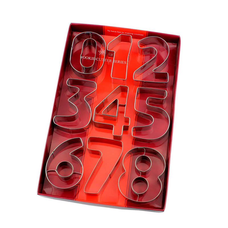 不锈钢数字饼干模 大号数字9件套装 DIY食物水果馒头造型模具烘焙