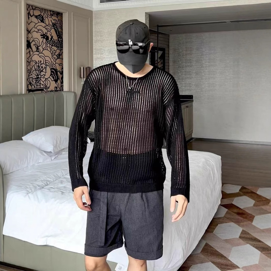 大圣圣男装 春夏高品质宽松心机网格镂空针织防晒衫TOB 81186