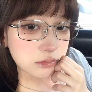 日系高智纯欲金丝方框眼镜女近视可配度数复古防蓝光窄框眼镜架男