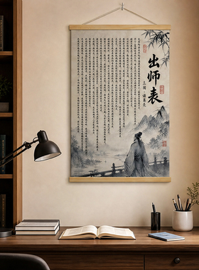 出师表书法挂画新中式书房茶室客厅新中式书房装饰画诸葛亮字画