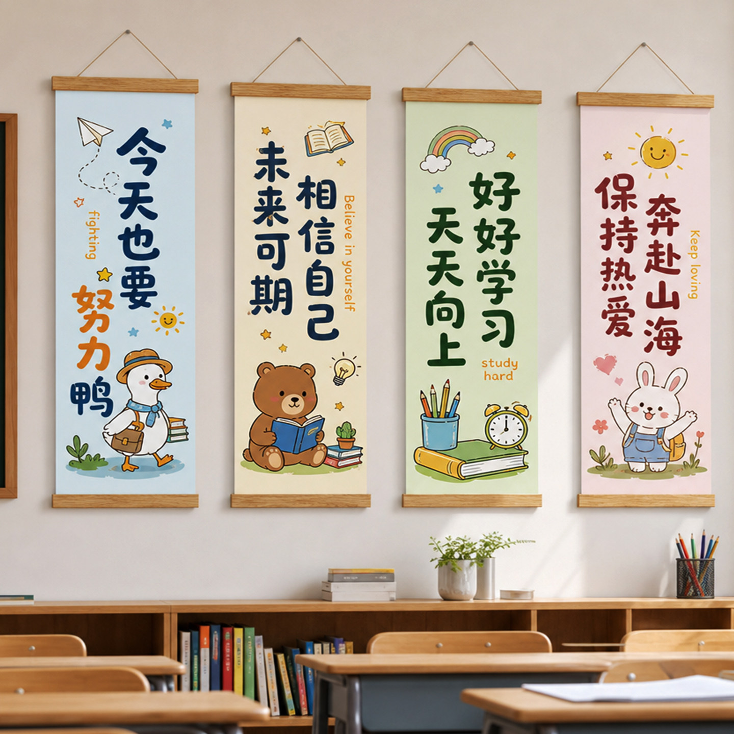 小学幼儿园教室装饰挂画班级墙面布置励志标语托管激励自律墙贴图片