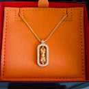 纯银金刚杵项链 国潮设计 女18K黄金色镶钻可转动吊坠锁骨链新中式