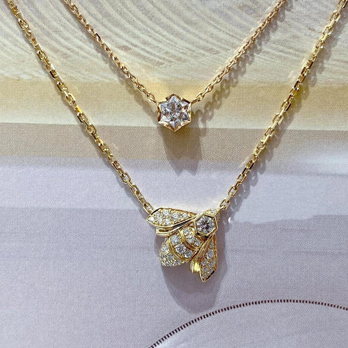 Bemylove小蜜蜂项链 女纯银镀18K黄金色满钻动物锁骨链可爱个性潮