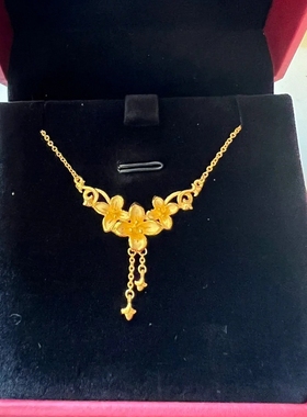 优雅丁香花流苏项链 女纯银镀18K黄金色花朵锁骨链国风高级百搭潮