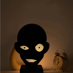 黑衣人小夜灯卡通桌面装饰摆件灯柔光搞怪沙雕恐怖伴睡床头氛围灯