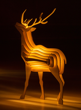 MEETINGLAND遇见大陆动物木质小夜灯家用亲子互动拼装玩具氛围灯