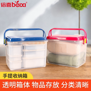 手提收纳箱医药箱收纳盒玩具塑料整理箱学生宿舍透明家用储物箱子