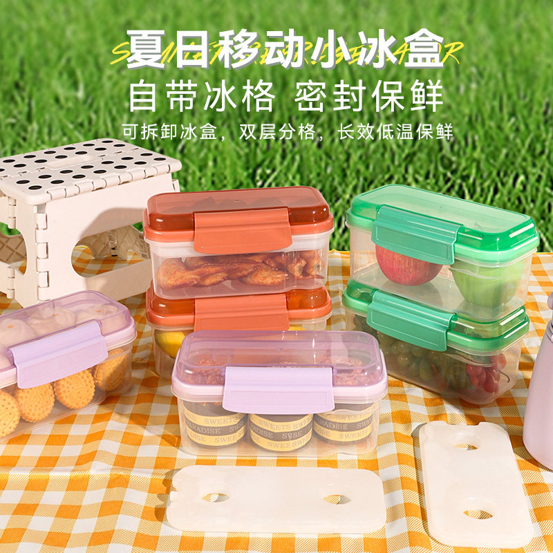 水果便当盒移动保鲜冰盒食品级冰盒便携冰格移动小冰箱保冷保鲜盒图片