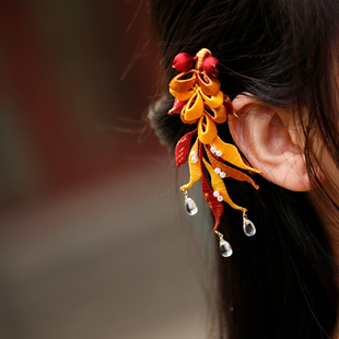 缠花头饰锦鲤发夹新中式新娘头花配饰订婚结婚旗袍发饰侧边夹发卡