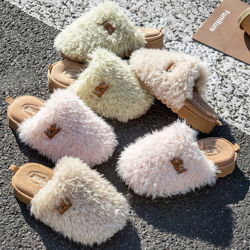 毛毛拖鞋女冬季居家室内防滑保暖可爱毛绒棉拖鞋可外穿可拆卸百搭