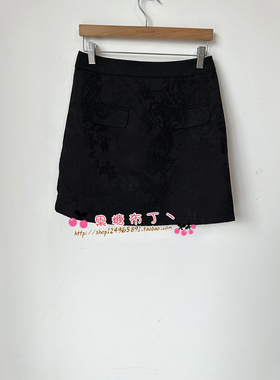 现货专柜正品拉系列夏季新款黑色提花新中式短裙半身裙NABB176A81