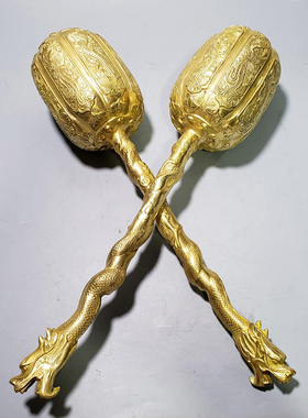 黄铜铜器 铜锤 铜盘龙锤 流星锤 九龙锤风水家居工艺摆件镇宅招财