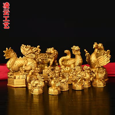 铜四大神兽摆件纯铜青龙白虎朱雀玄武一套家居玄关办公室桌装饰品