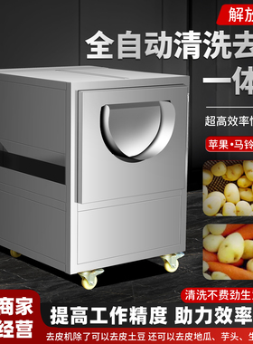 全自动土豆去皮机商用清洗机莲藕马铃薯生姜萝卜全自动清洗脱皮机