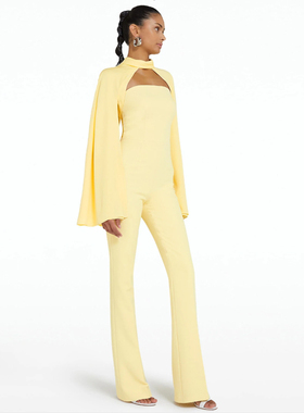 晚礼服套装裤子黄色2025新款气质优雅年会妈妈装高级质感长款个性