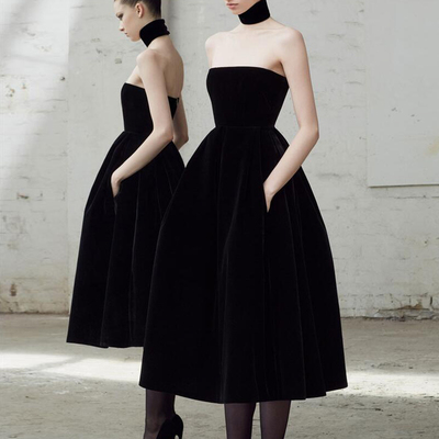 新款简单大方风主持派对晚礼服