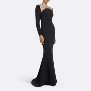 轻奢重手工晚礼服镶钻妈妈装走秀红毯宴会主持年会独唱演出服2025