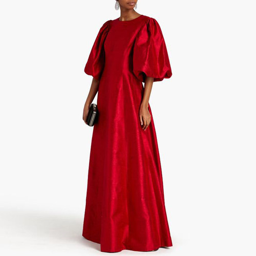 气质高档泡泡袖A摆长款晚礼服女