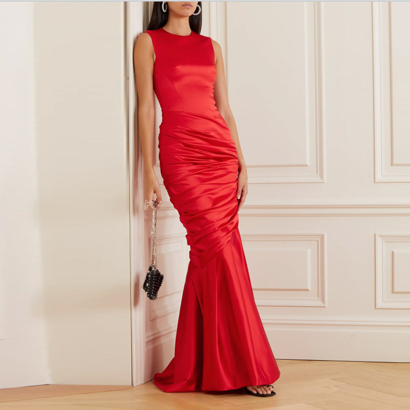 高级质感晚礼服2024新款高端大气鱼尾连衣裙年会女长款舞台主持人