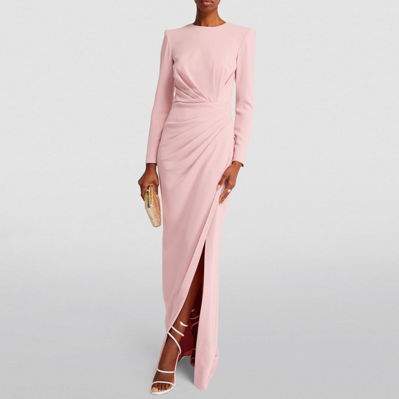 气质优雅妈妈装高级质感婆婆晚宴聚会年会2025新款时尚宴会连衣裙