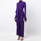 紫色晚礼服长裙年会女2025新款 气质优雅个性 小众宴会连衣裙高级感