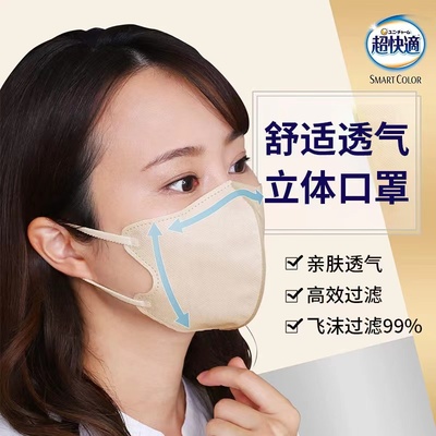 清仓日本进口尤妮佳超快适口罩3d立体男女秋冬薄款透气防尘防飞沫