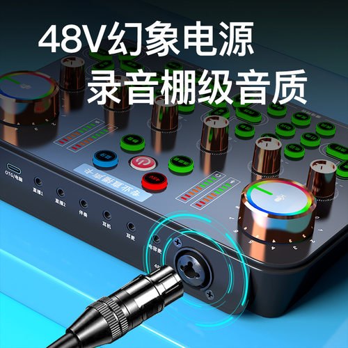 专业级录音声卡DSP混响48V电脑手机K歌声卡抖音直播专用声卡