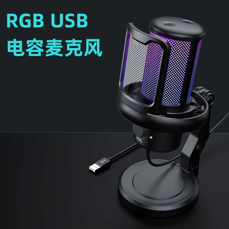 艾维乐USB电脑直播电容麦克风录音主播游戏配音网课话筒内置声卡
