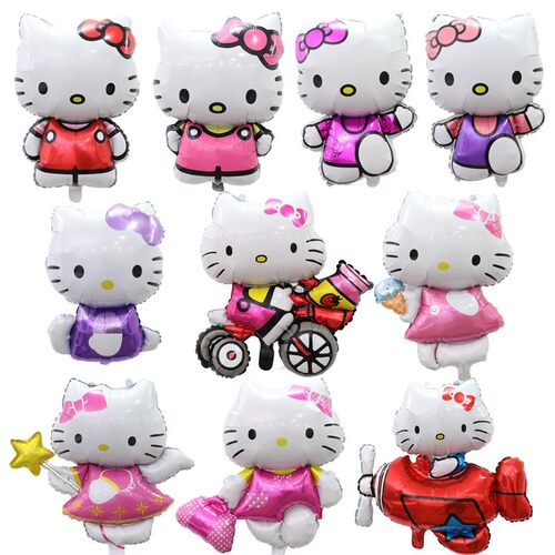 卡通HelloKitty凯蒂猫铝膜气球儿童女孩周岁生日派对背景布置装饰
