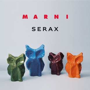 Serax x Marni MIDNIGHT系列手工制作陶瓷猫头鹰雕塑花瓶摆件礼物