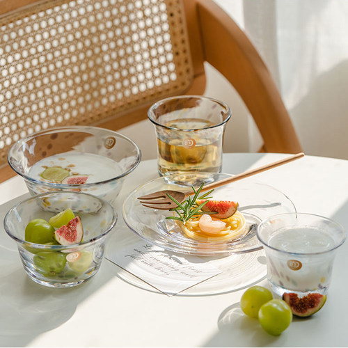 YYUN 彩色水杯玻璃杯手工杯子甜品碗水果沙拉碗牛奶燕麦早餐碗