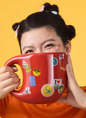 Wekuku  DaDa圣诞马克杯创意咖啡杯水杯卡通陶瓷牛奶杯