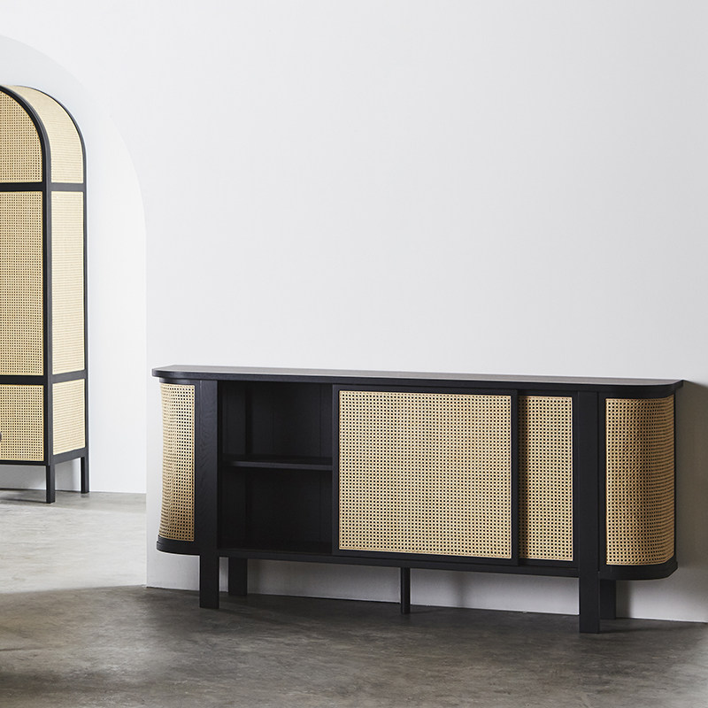 CANE 藤编东南亚风实木餐边柜矮柜玄关柜 泰国设计师作品