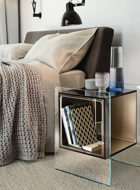 现货M MAGIQUE玻璃边几咖啡桌床头柜书柜陈列柜