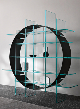 Tonelli Paradigma玻璃环形金属拱门玻璃书架陈列架玄关展示架隔